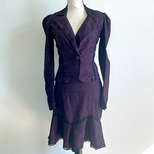 Betsey Johnson gothic Victorian style blazer and skirt set